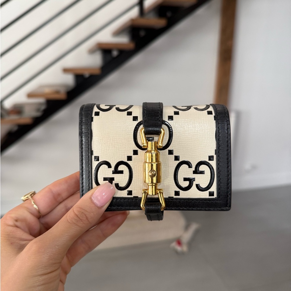 Gucci Jackie Black and Cream Card Holder